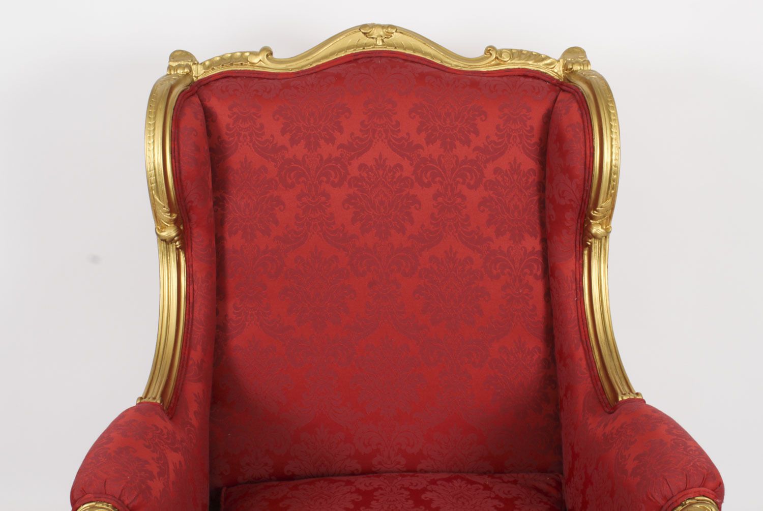 Antique Louis XV Revival Giltwood Shaped Bergere Armchair 19th C photo for sale