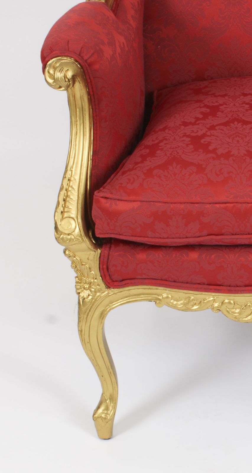 Antique Louis XV Revival Giltwood Shaped Bergere Armchair 19th C photo vinterior
