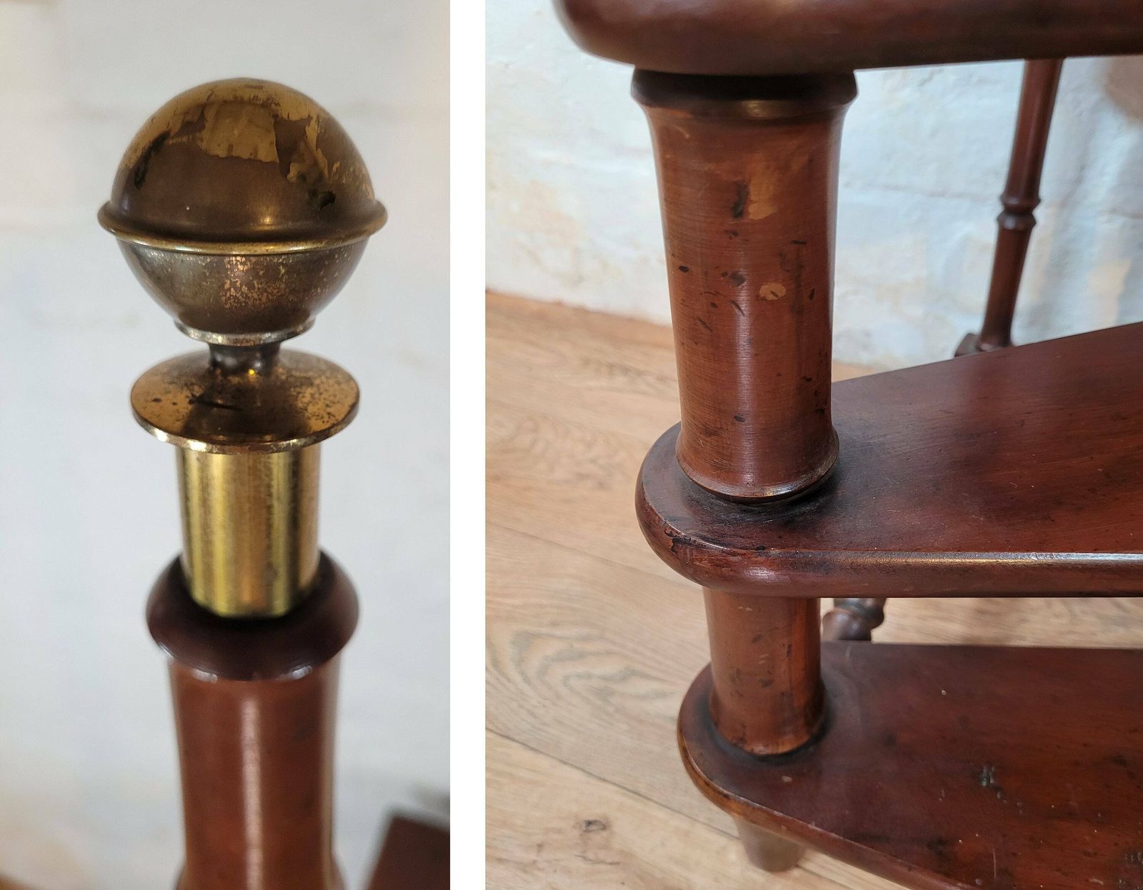 Antique George IV Yew Library Steps / Antique Georgian Library Steps / Spiral Steps / Antique Library Steps photo vintage