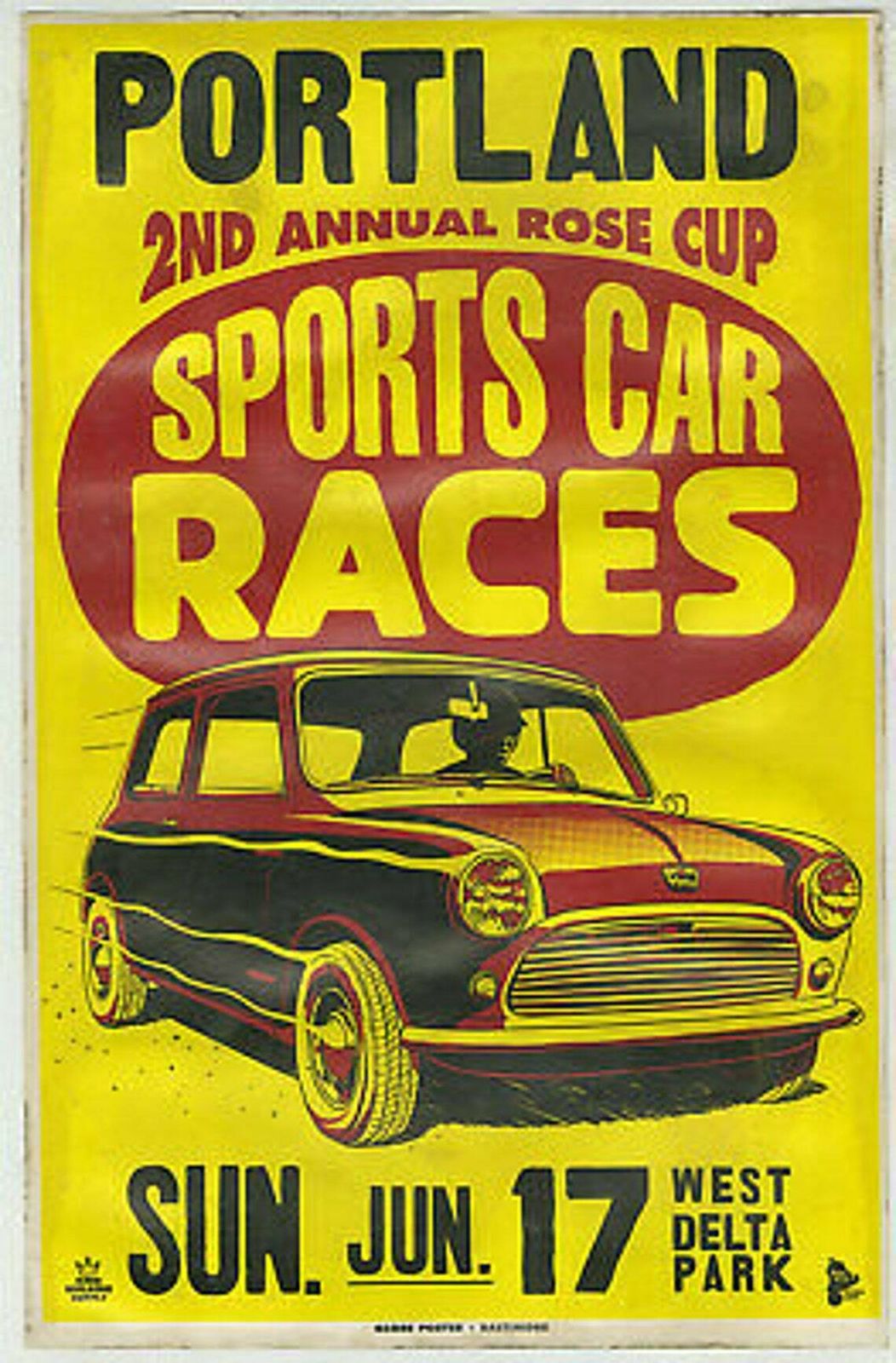 Original Vintage 1950s Portland Auto Road Races Poster photo furniture