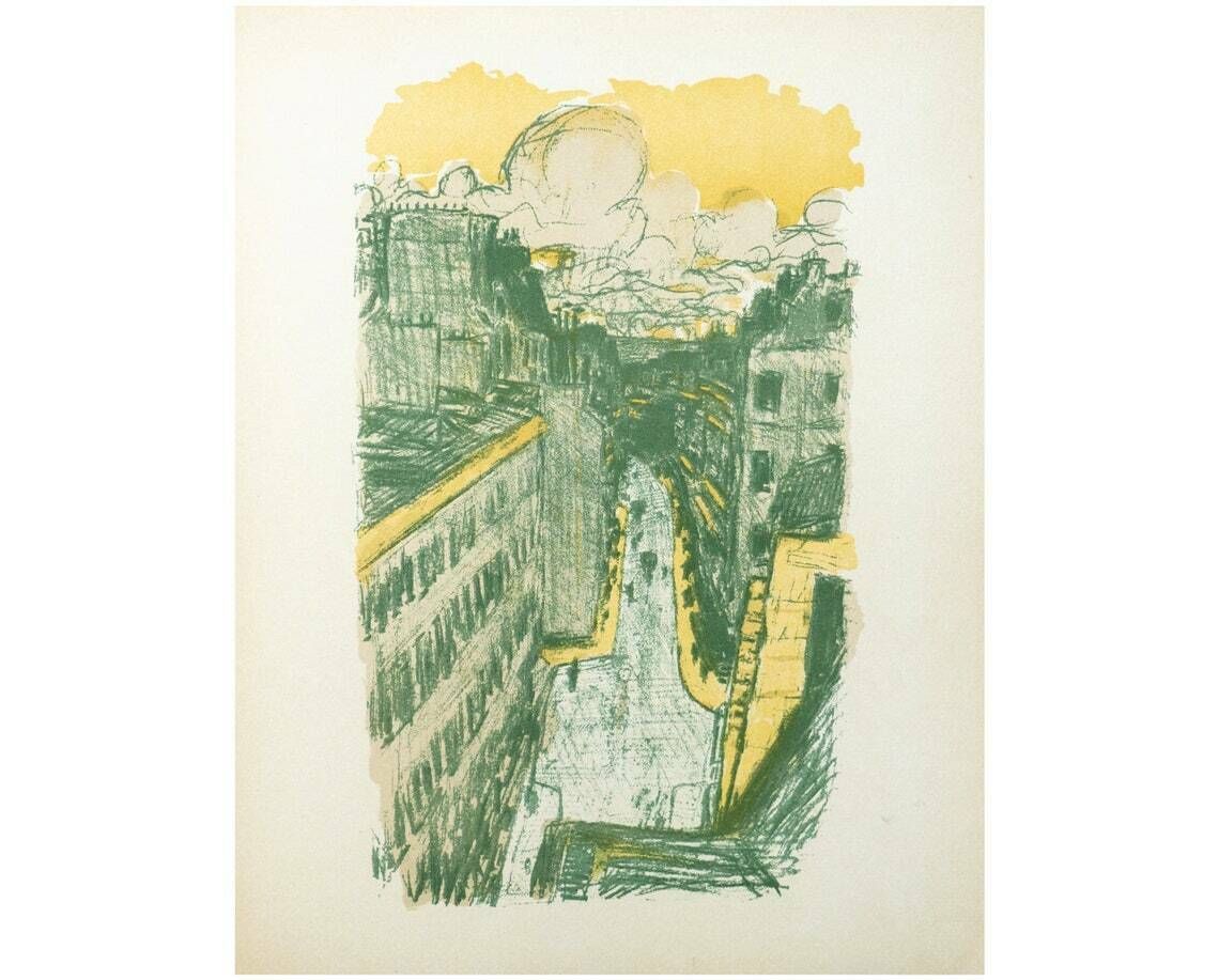 Original Vintage 1890s Pierre Bonnard Poster   Rue Vue Den Haut   1950s Lithograph   Paris
