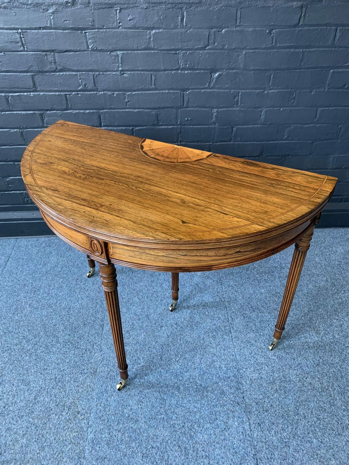 photo for sale Rosewood Inlaid Demilune Games Table