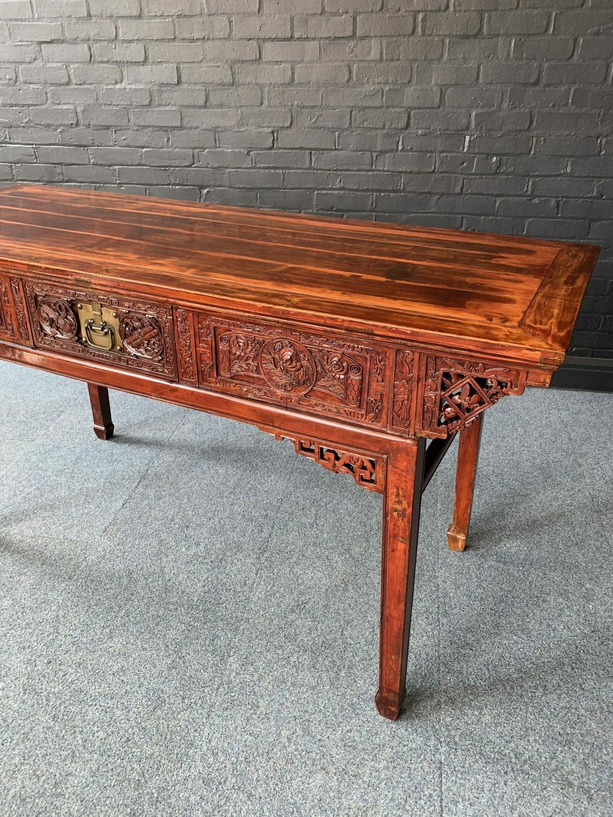 Chinese Red Lacquered Altar Table photo for sale