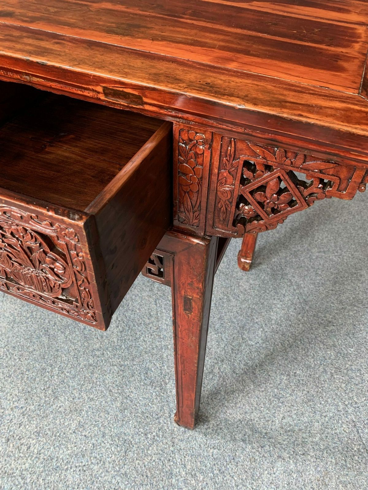 photo for sale Chinese Red Lacquered Altar Table