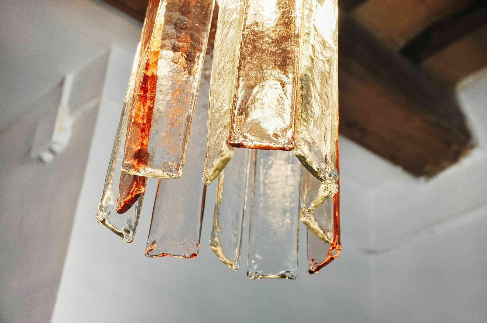 Poliarte Chandelier By Polished Albano, Pink And Transparent Murano Glass, Italy, 1970 photo vintage