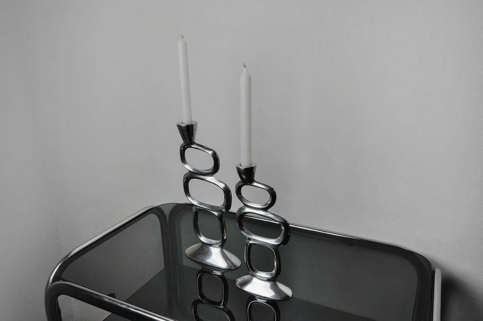 Pair Of Circle Candlesticks By Matthew Hilton, England, 1980 photo 1174.0