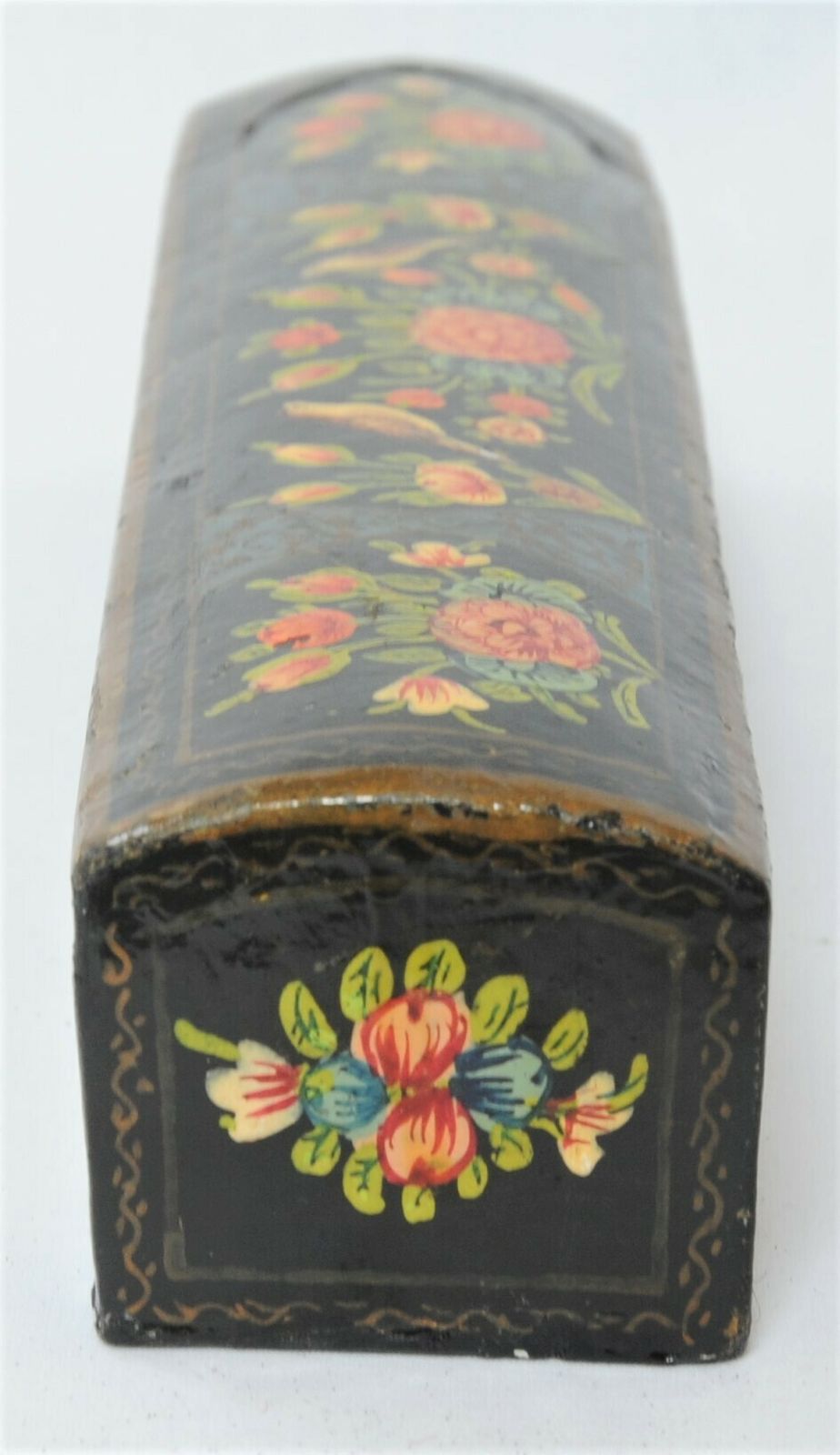 Antique Lacquered Paper Mache Qalamdan Pen Holder From Kashmir photo buy