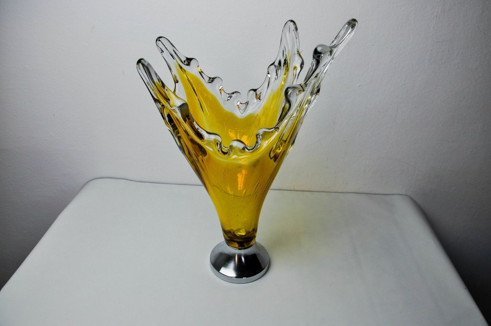 Sommerso Vase By Seguso In Yellow Murano Glass, Italy, 1970 photo for sale