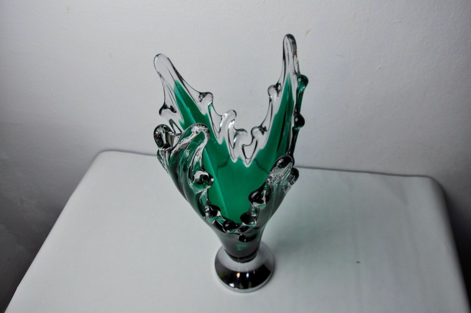 Sommerso Vase By Seguso In Green Murano Glass, Italy, 1970 photo vintage