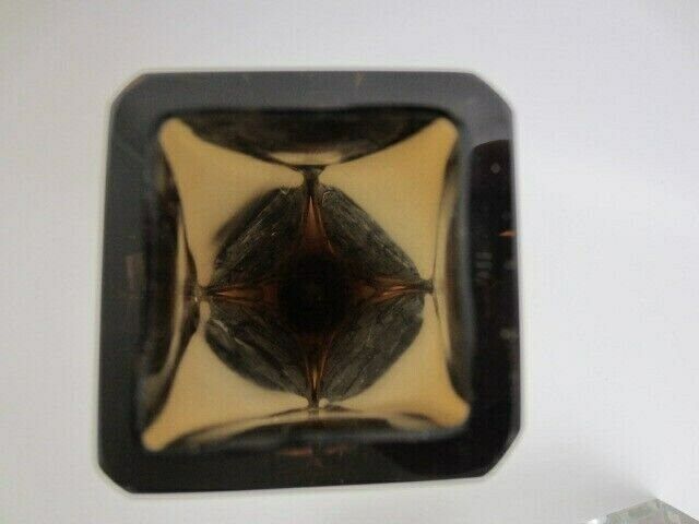 Space Age V Nason Cinnamon And Gold Sommerso Art Glass Vase Faceted Geometric photo vintage