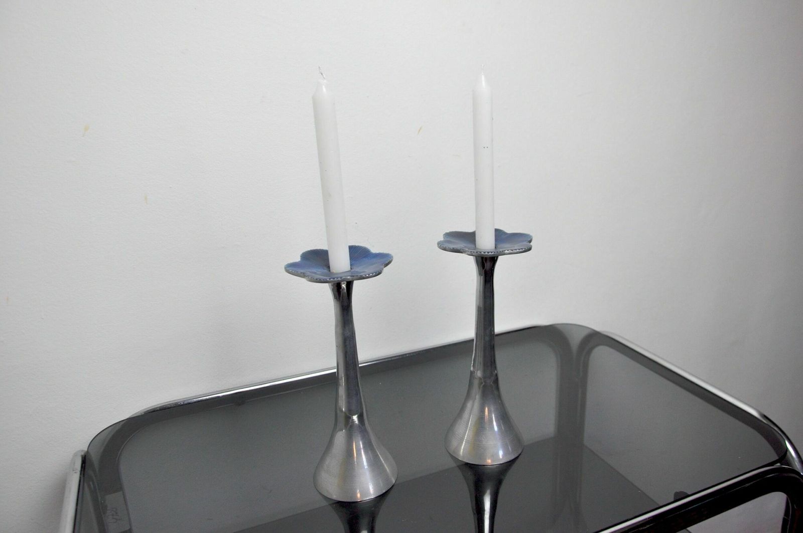 Pair Of Floral Brutalist Candlesticks By David Marshall, 1980, Spain photo vinterior