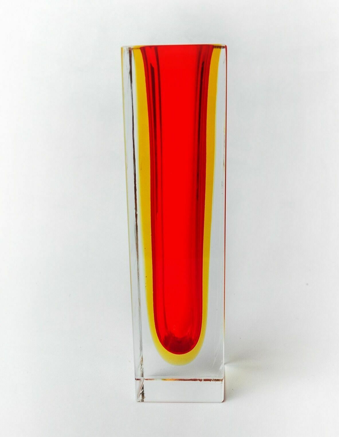photo furniture Red And Yellow Cubic Sommerso Vase By Seguso, Murano, Italy, 1970