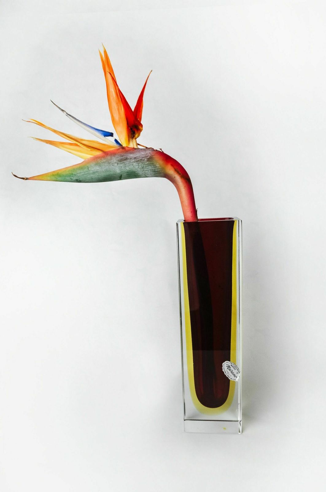 Brown And Yellow Cubic Sommerso Vase By Seguso, Murano, Italy, 1970 photo for sale