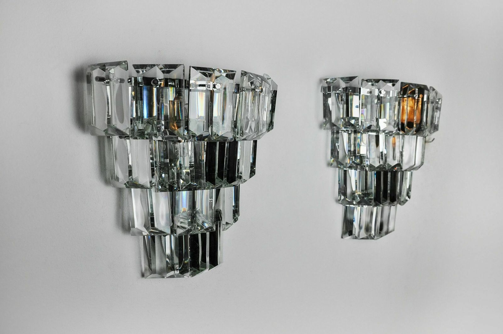 Pair Of Kinkeldey Sconces, 4 Levels, German Cut Crystals, 1970 photo buy