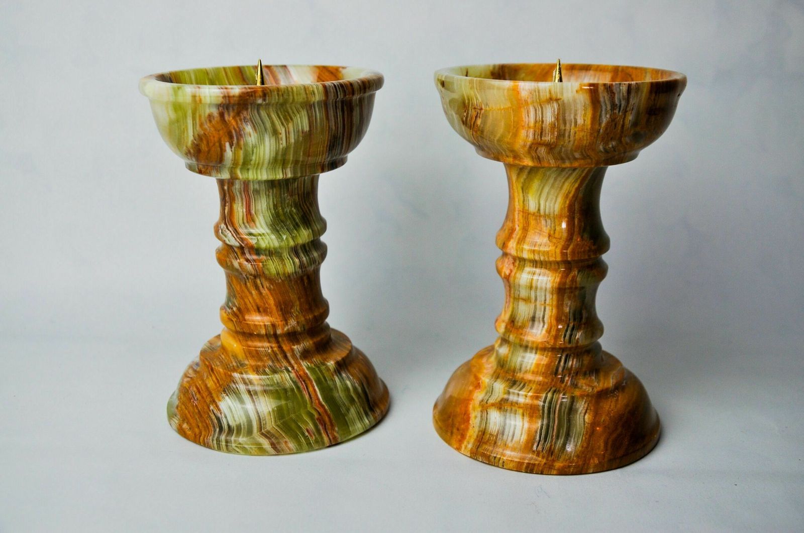 Pair Of Onyx And Brass Candle Holders, Italy, 1980 photo furniture