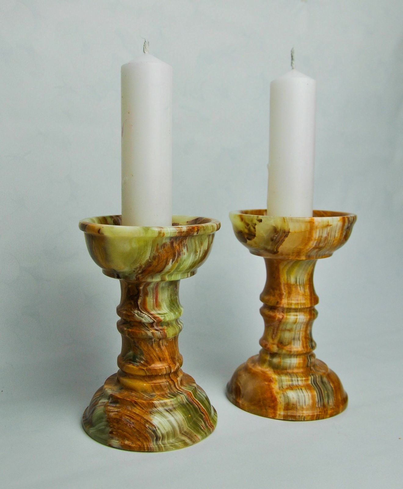 Pair Of Onyx And Brass Candle Holders, Italy, 1980 photo for sale