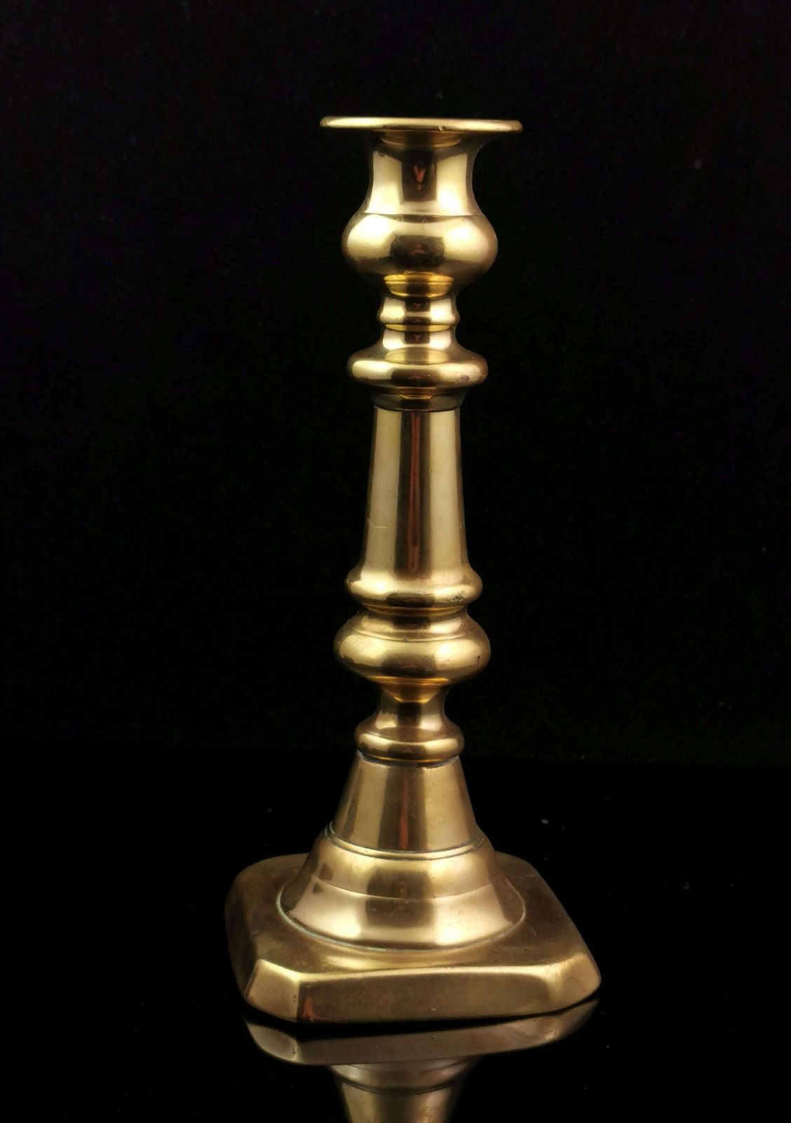 Antique Victorian Brass Ejector Candlestick, Single photo vintage