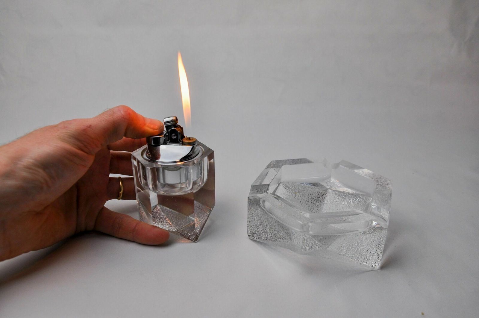 Lighter And Ashtray By Antonio Imperatore, Murano Glass, Italy, 1970 photo for sale