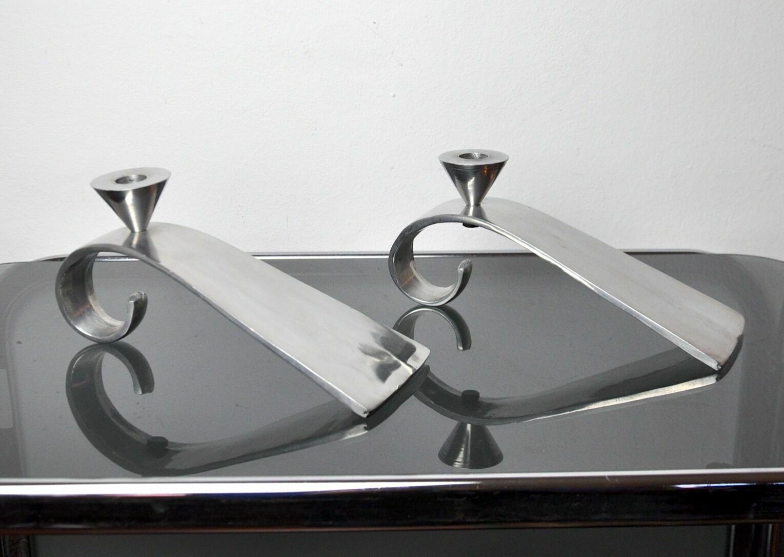 Pair Of Comma Candlesticks By Matthew Hilton, England, 1980 photo vintage