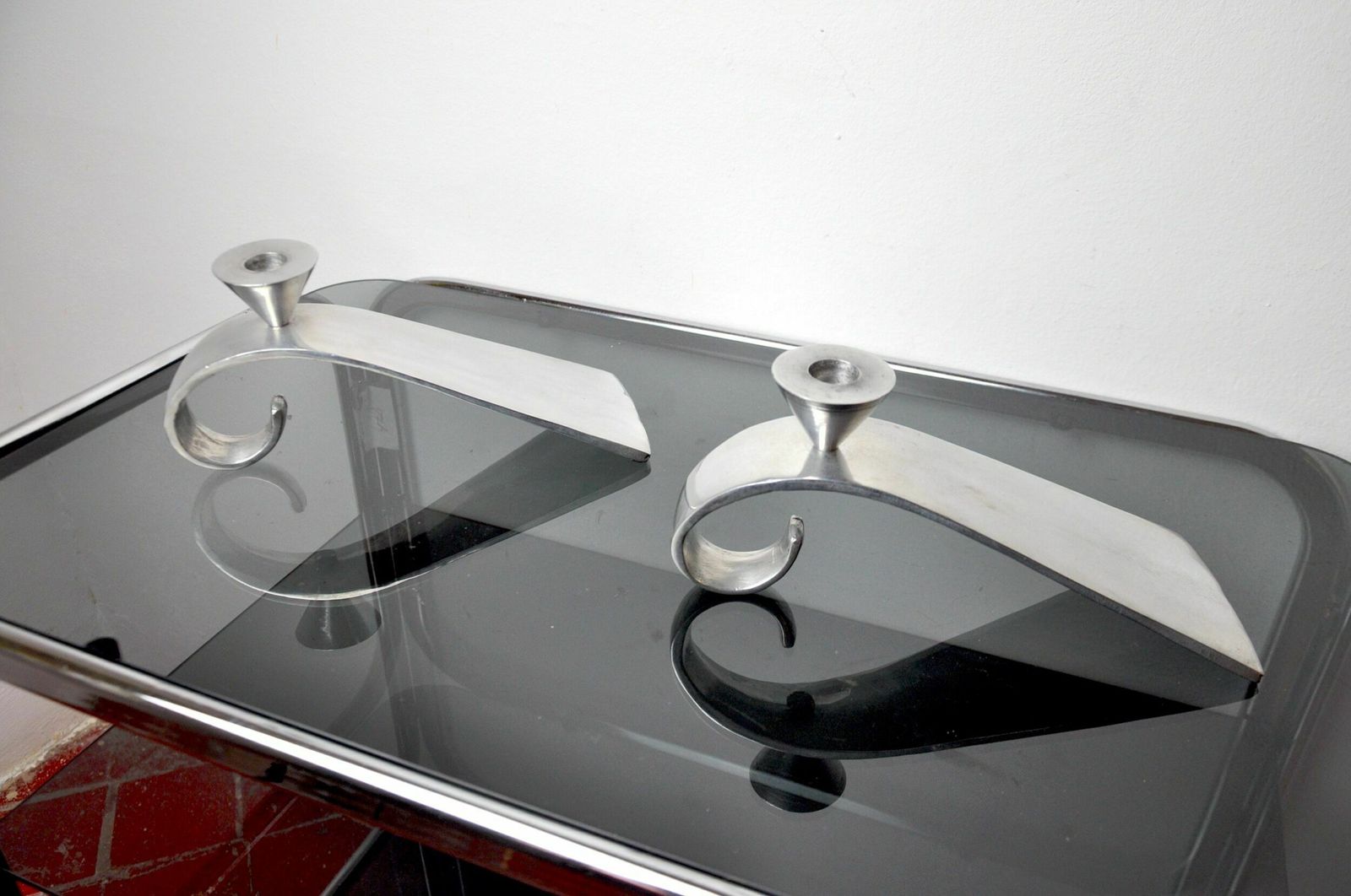 photo furniture Pair Of Comma Candlesticks By Matthew Hilton, England, 1980