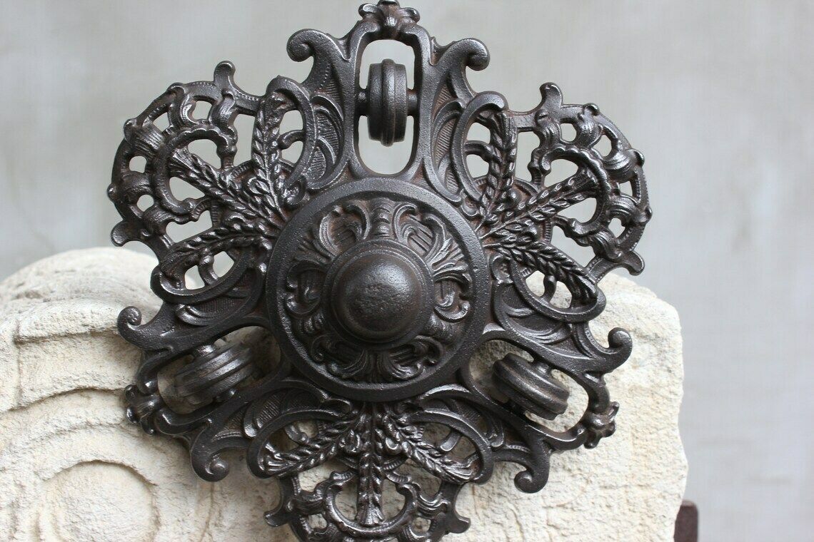 Antique Cast Iron Pendant Pulley System Perfect Spare Part For Oil Lamp Victorian Style Ceiling Light photo Lighting
