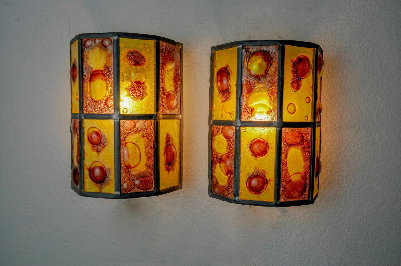 Pair Of Brutalist Sconces By Felipe Derflingher For Feders, Blown Glass, 1960, Mexico photo vinterior