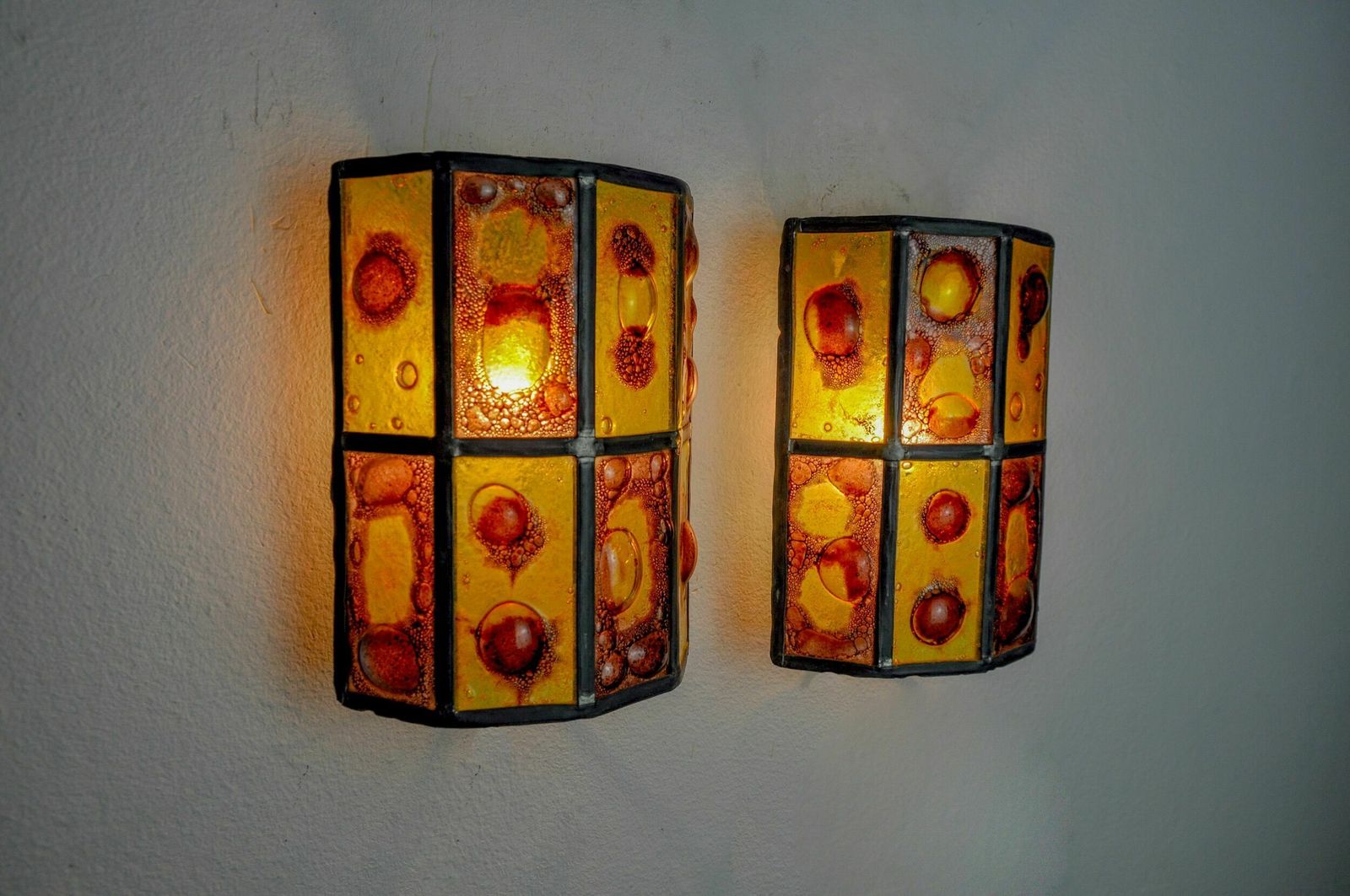 Pair Of Brutalist Sconces By Felipe Derflingher For Feders, Blown Glass, 1960, Mexico photo buy