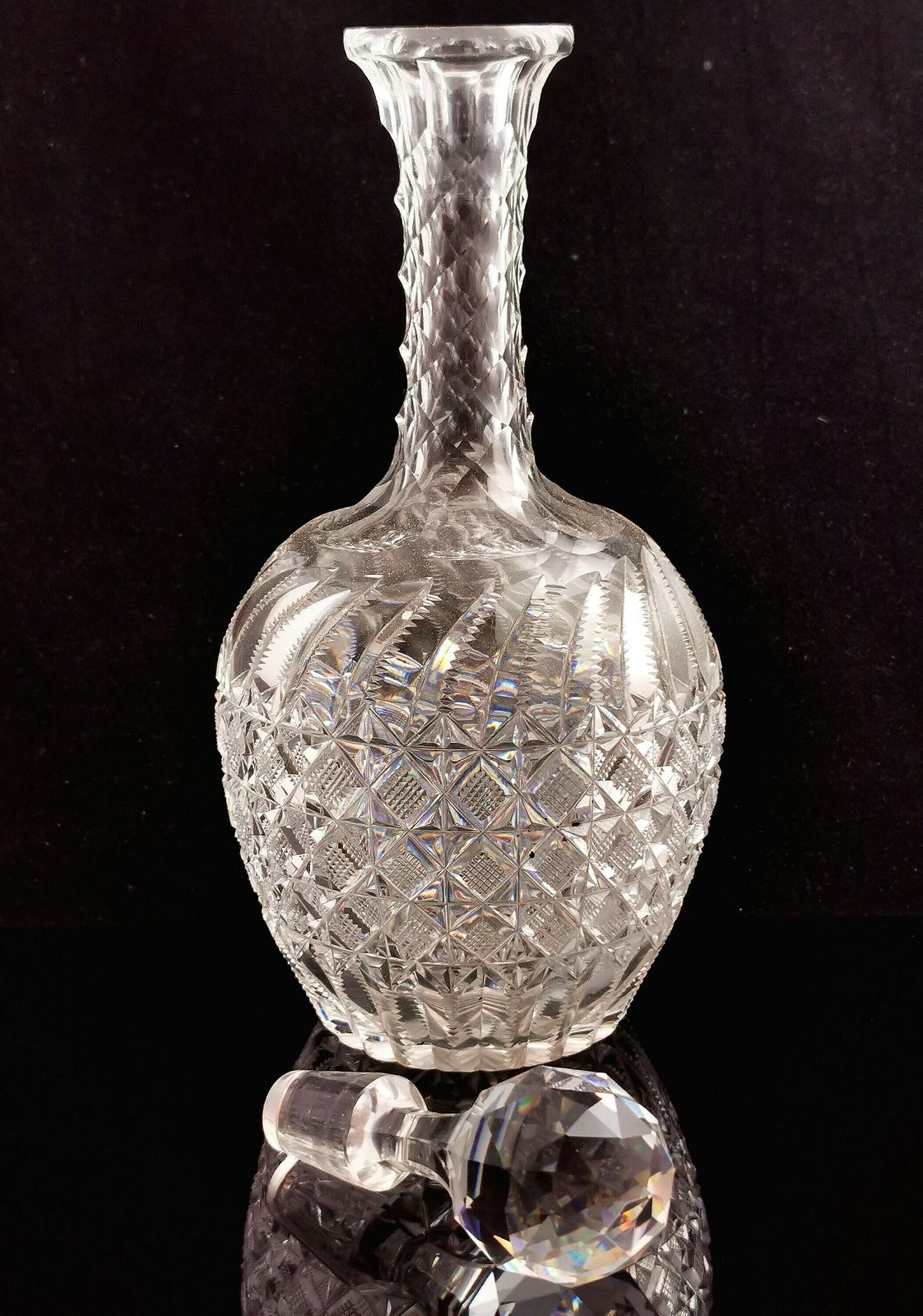 Antique Victorian Cut Glass Wine Decanter photo buy