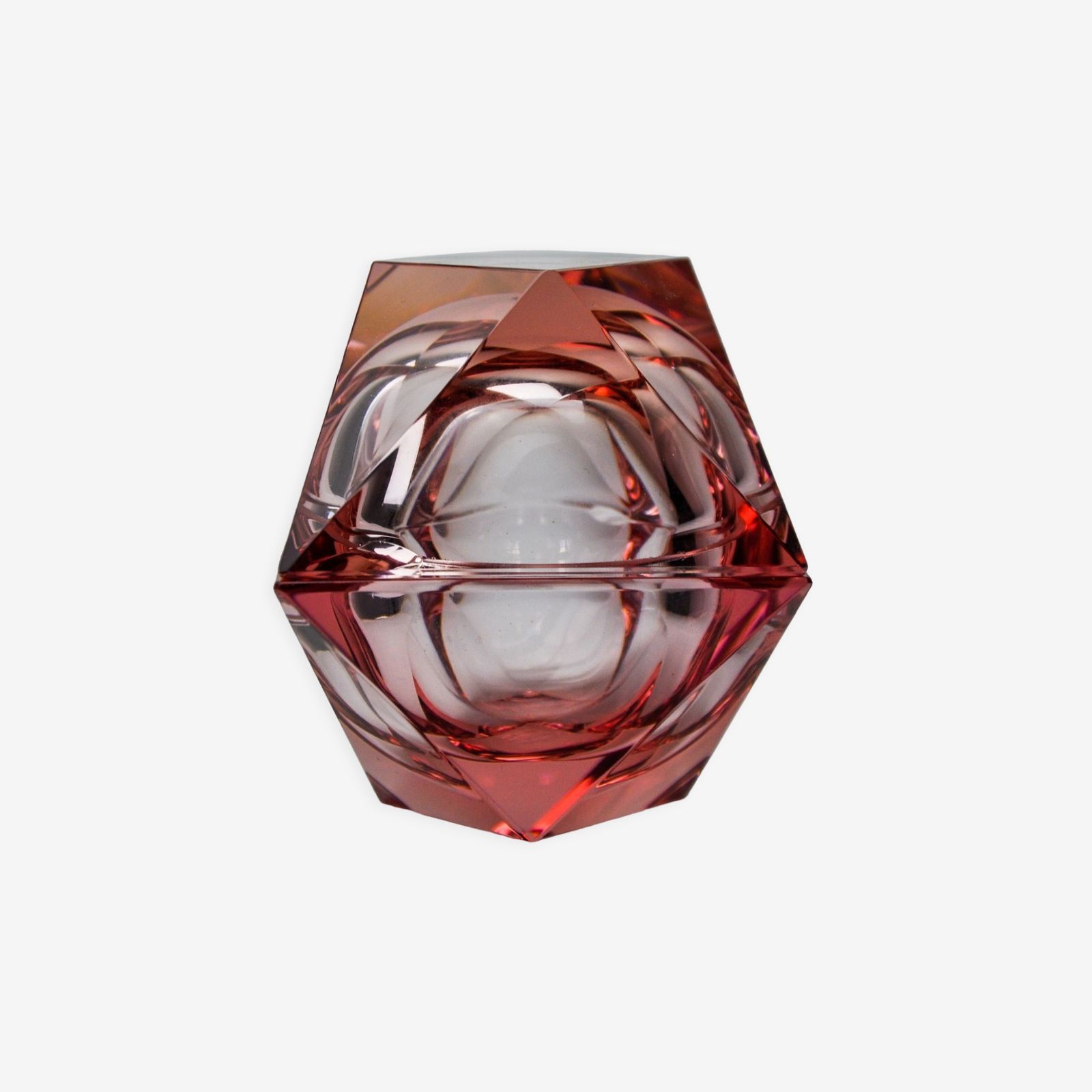 Duo Of Pink Faceted Ashtrays By Seguso, Murano, Italy, 1970 photo vintage
