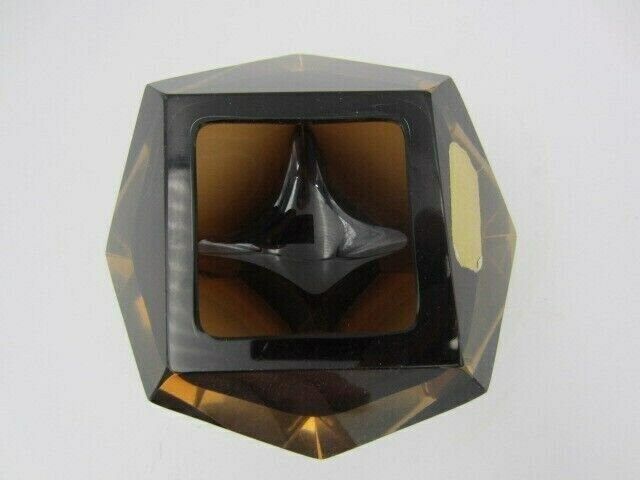 Stunning V C Nason Brown In Gold Glass Sommerso Faceted Diamond Bowl With Label photo Home Decor