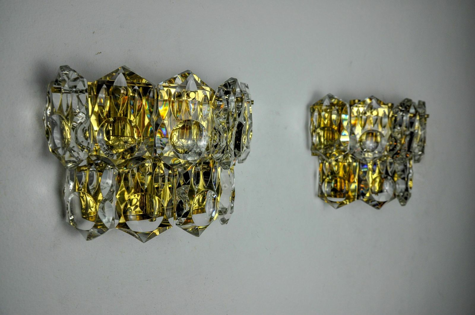 Pair Of Kinkeldey Sconces, 2 Levels, German Cut Crystals, 1970 photo 1398.0