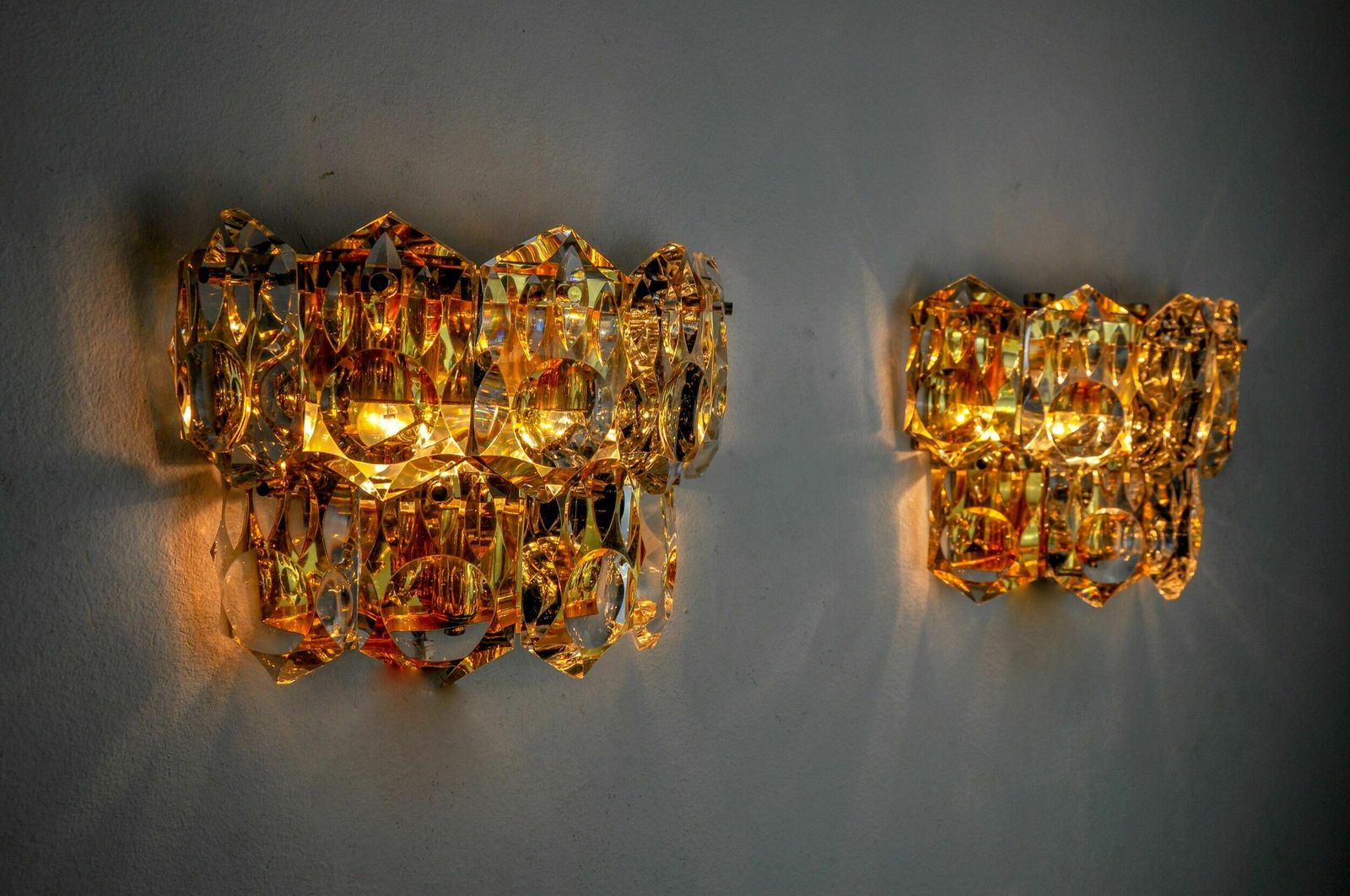 Pair Of Kinkeldey Sconces, 2 Levels, German Cut Crystals, 1970 photo buy