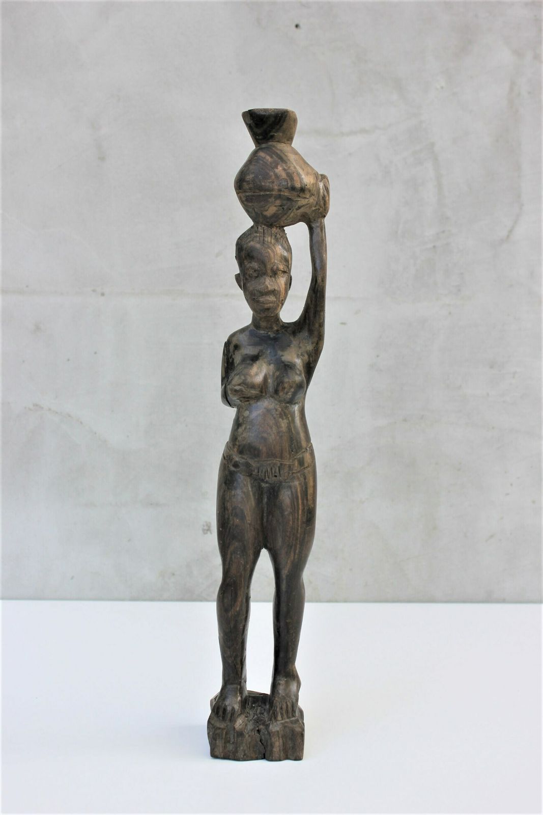 Vintage Tribal African Woman Figurine Wood African Statue Man Cave Figurine Decor Birthday Gift For Man photo furniture