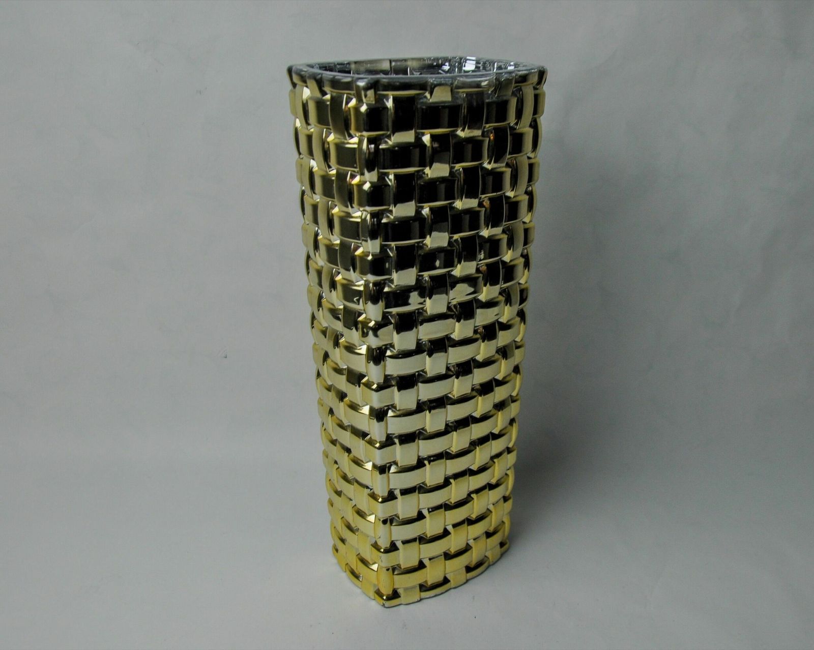 Golden Bamboo Effect Glass Vase By Nachtmann, Germany, 1980 photo vinterior