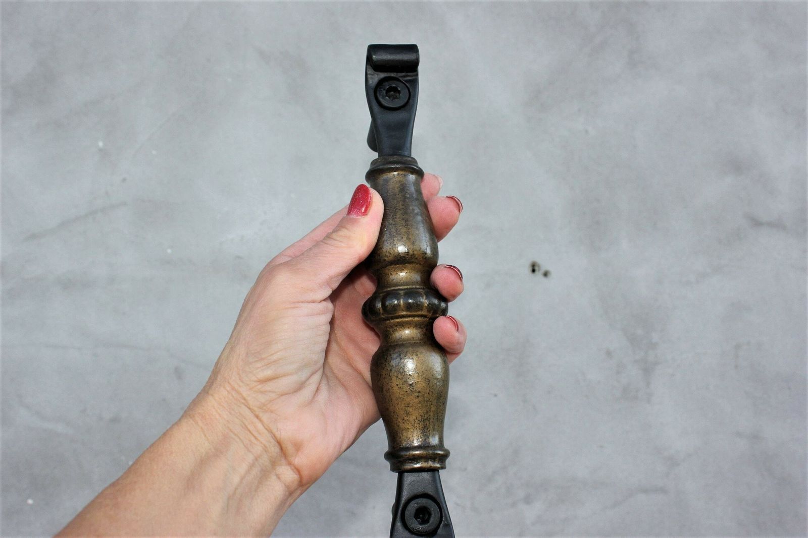 Pool Door Knobs,Door Handle, Wrought Iron Copper Patina, Rustic Style, Antique Style, House Decor photo vinterior