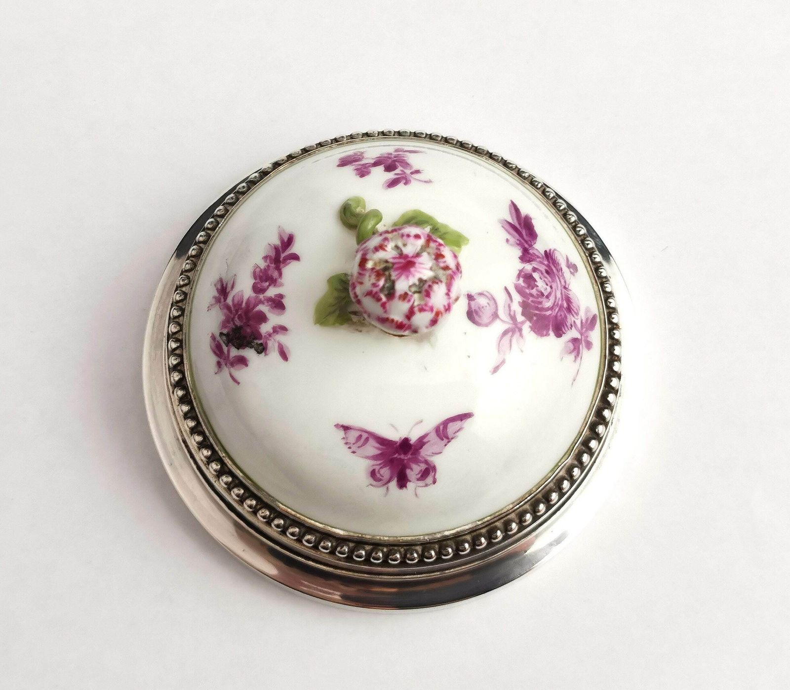 Antique French Silver And Ceramic Door Bell Push, Bell Ringer photo 2073.0