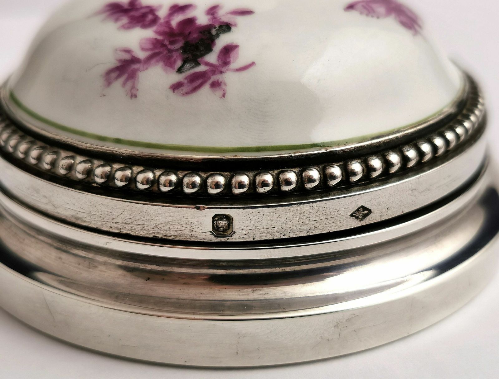 Antique French Silver And Ceramic Door Bell Push, Bell Ringer photo vinterior