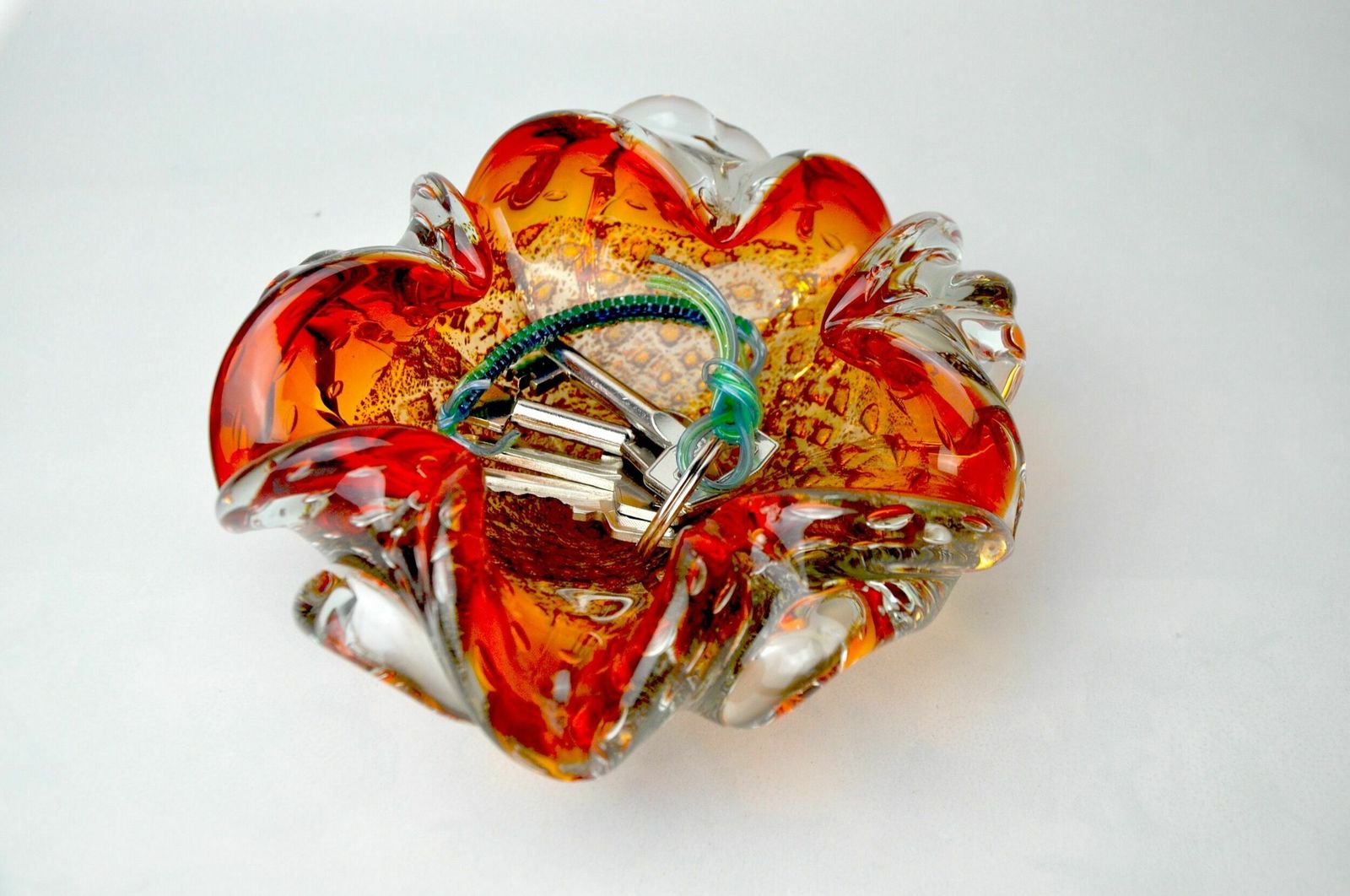 Orange And Gold Sommerso Empty Pocket By Seguso, Murano Glass, Italy, 1970 photo for sale
