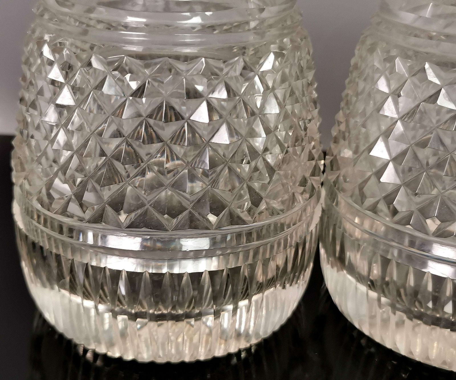 Antique Georgian Glass Decanters, Pair, Cut Glass photo 382.0