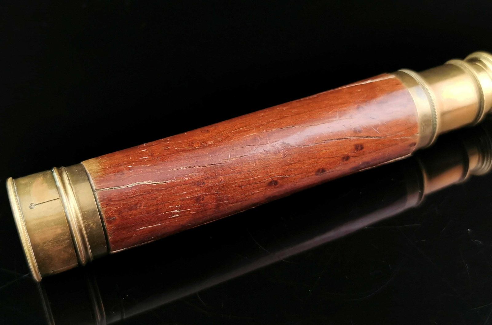 photo for sale Antique Victorian Telescope, Brass And Mahogany
