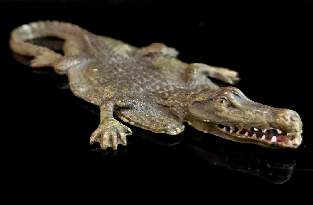 Antique Bronze Alligator Rug, Franz Bergmann, Sculpture photo for sale