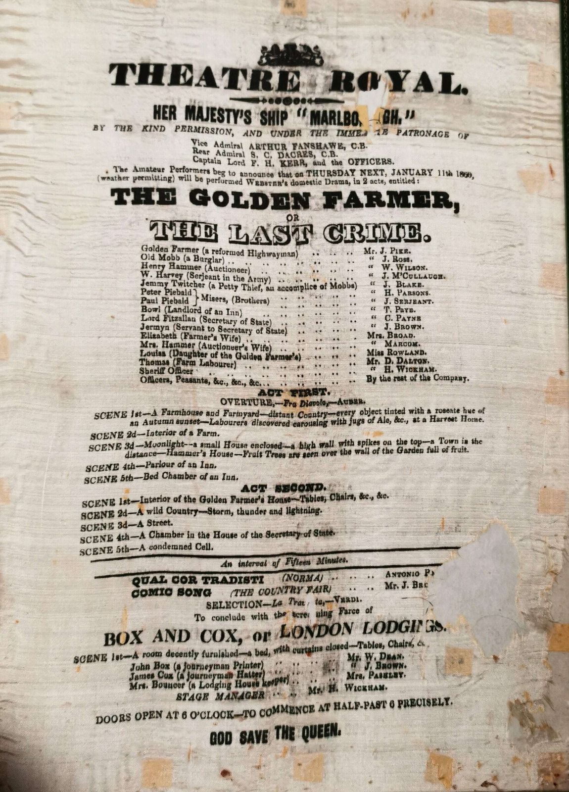 Rare Victorian Silk Advertising Bill, Royal Theatre photo for sale