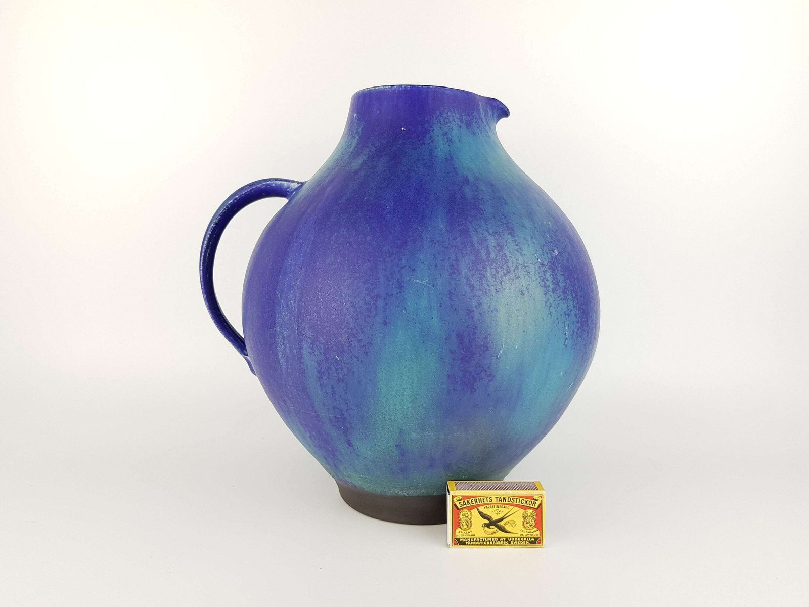 Vintage Juist Insel Topferei Blue Green Turquoise Handled Jug Vase By Schmidt Tummeley Studio Art Pottery 1970s photo furniture