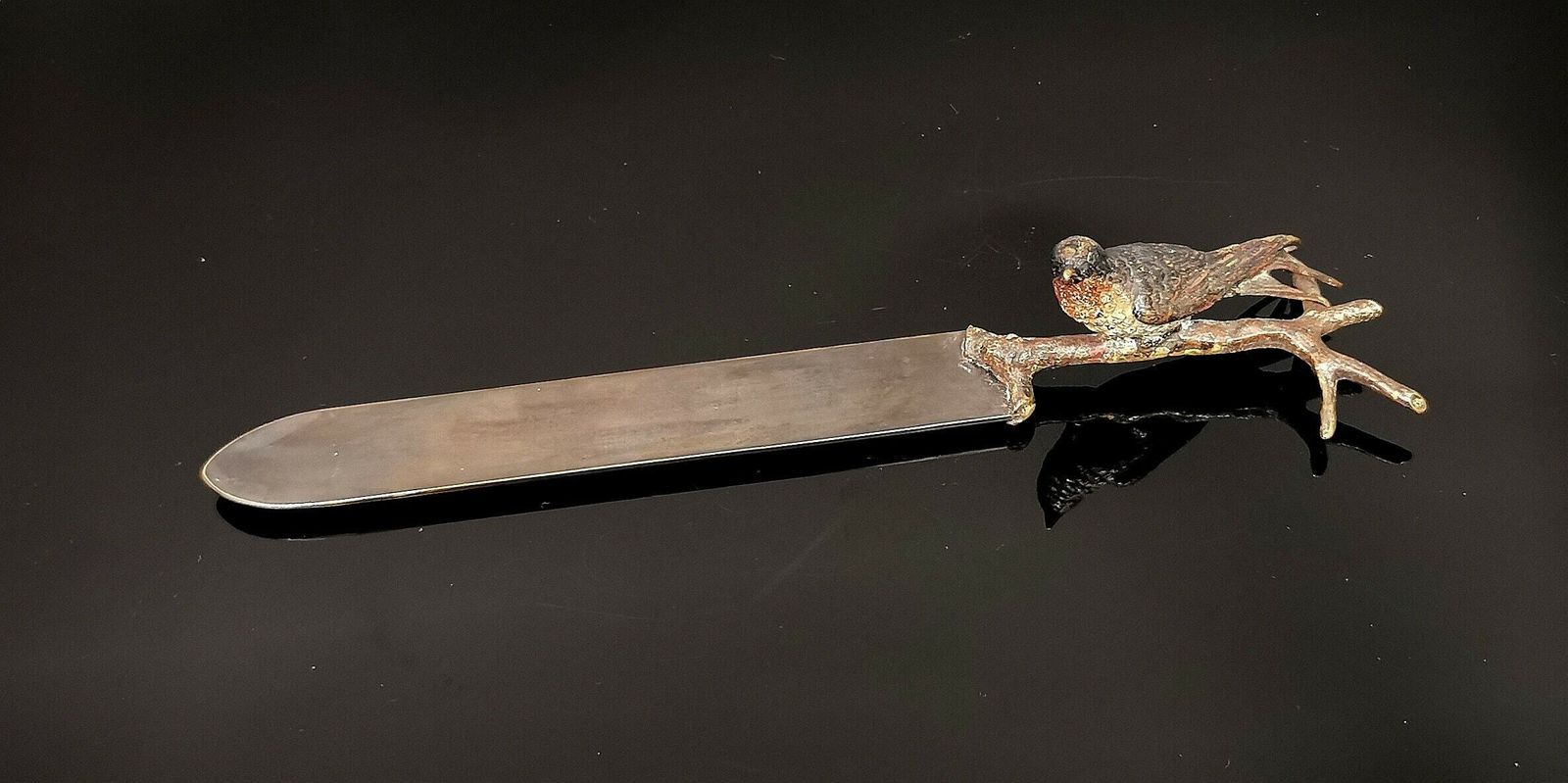 Antique Cold Painted Bronze Letter Opener, Bird, Austrian photo furniture