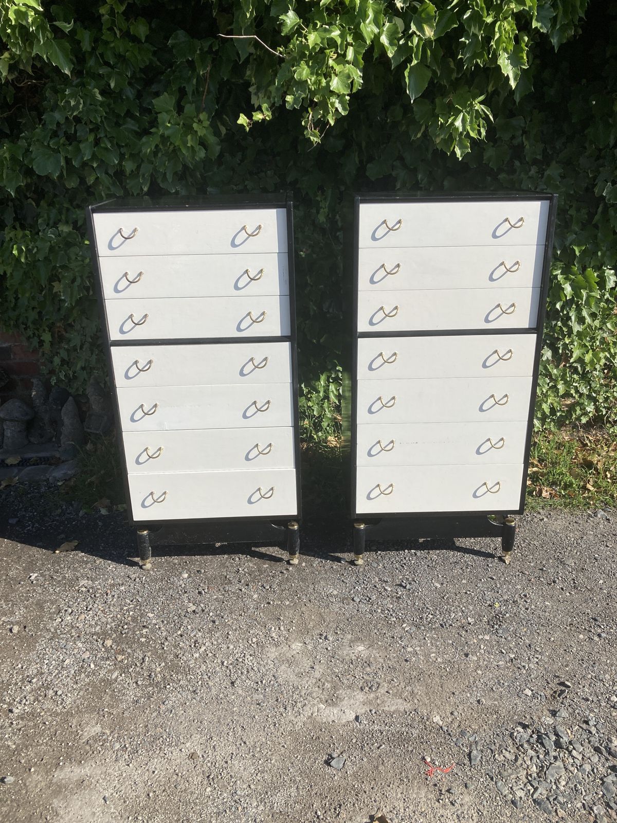 photo furniture Pair Of Mid Century G Plan Black And White Tallboy Chest Of Drawers
