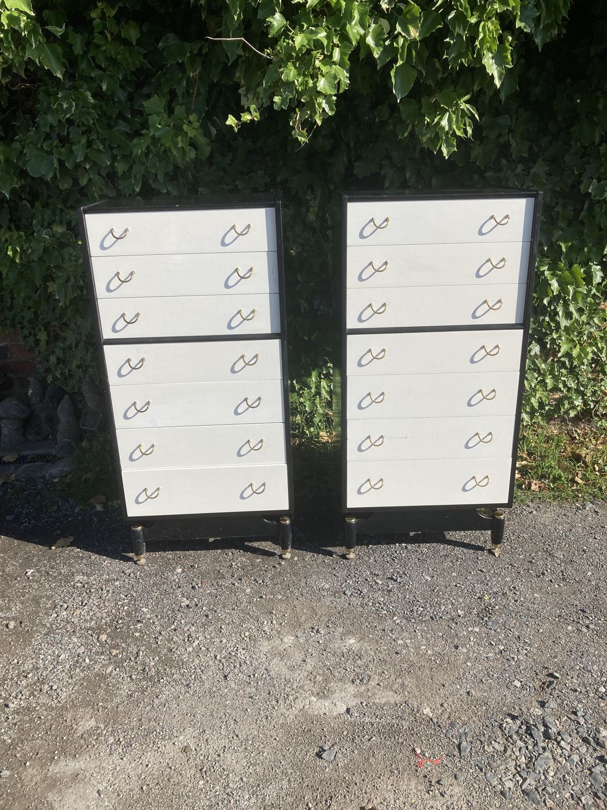 photo buy Pair Of Mid Century G Plan Black And White Tallboy Chest Of Drawers
