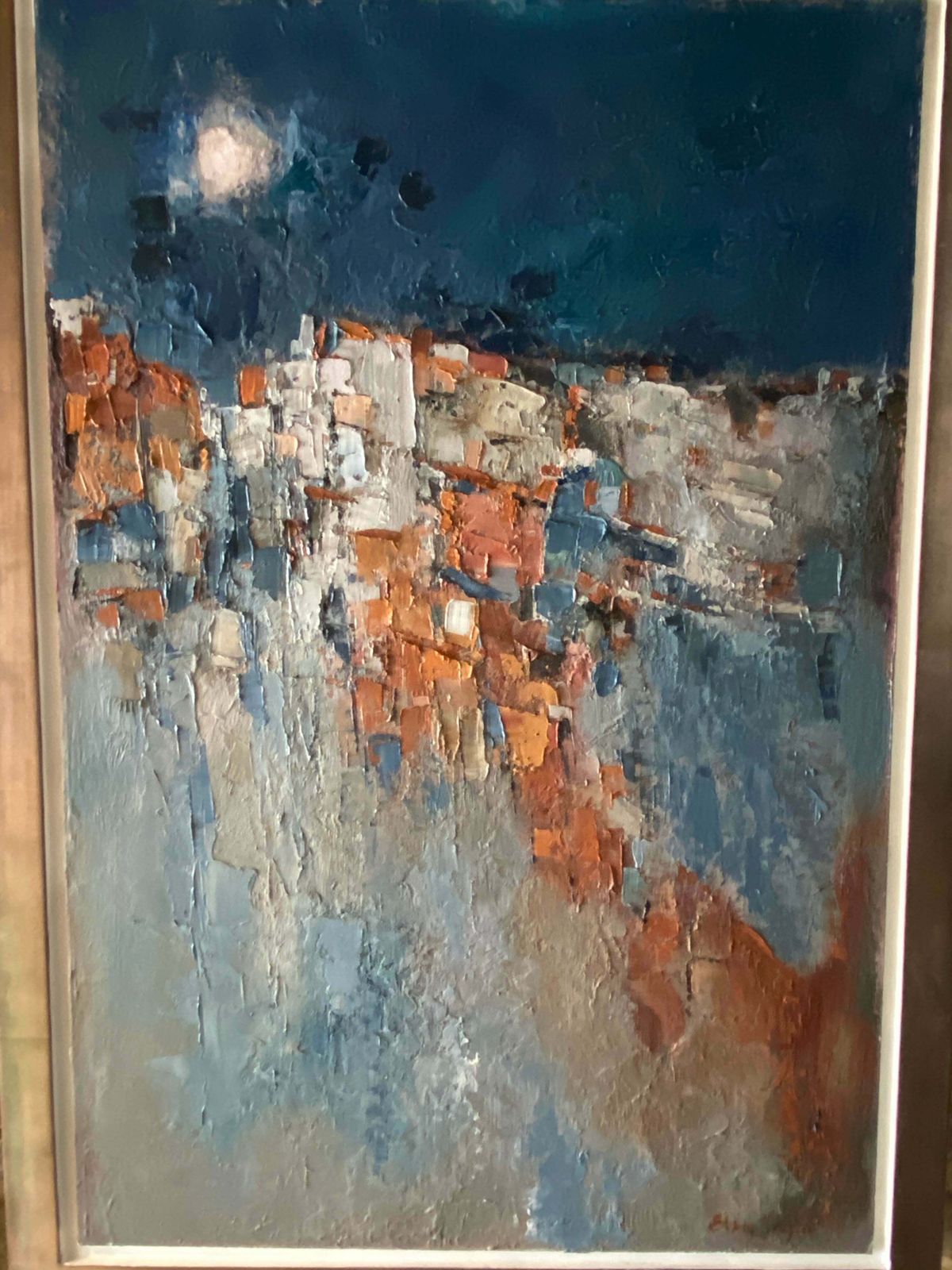 Beautiful Original Abstract Oil On Board Framed Painting By Elsa Taylor photo for sale
