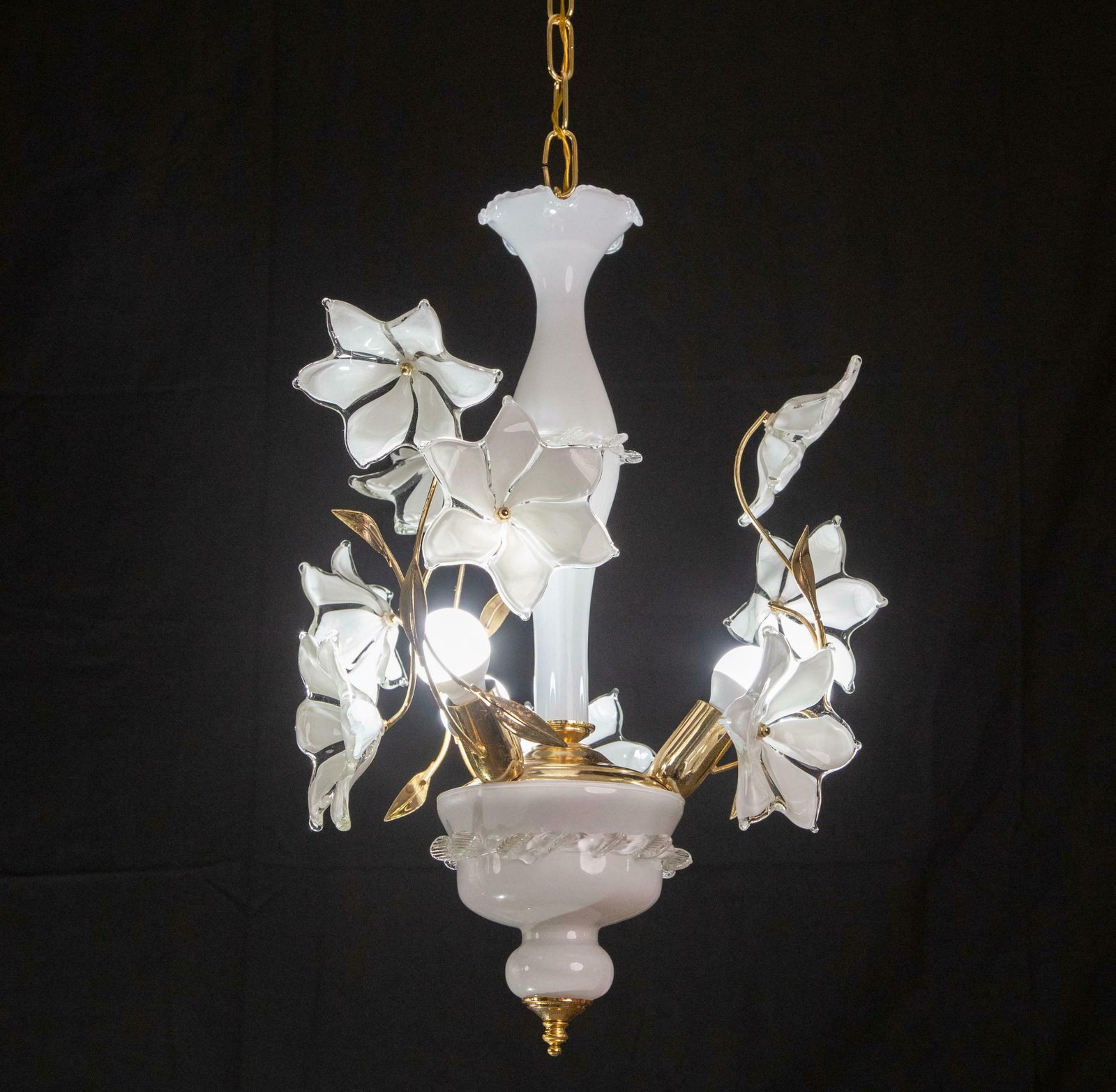Murano Vintage Chandelier White Flowers, 1970s photo furniture