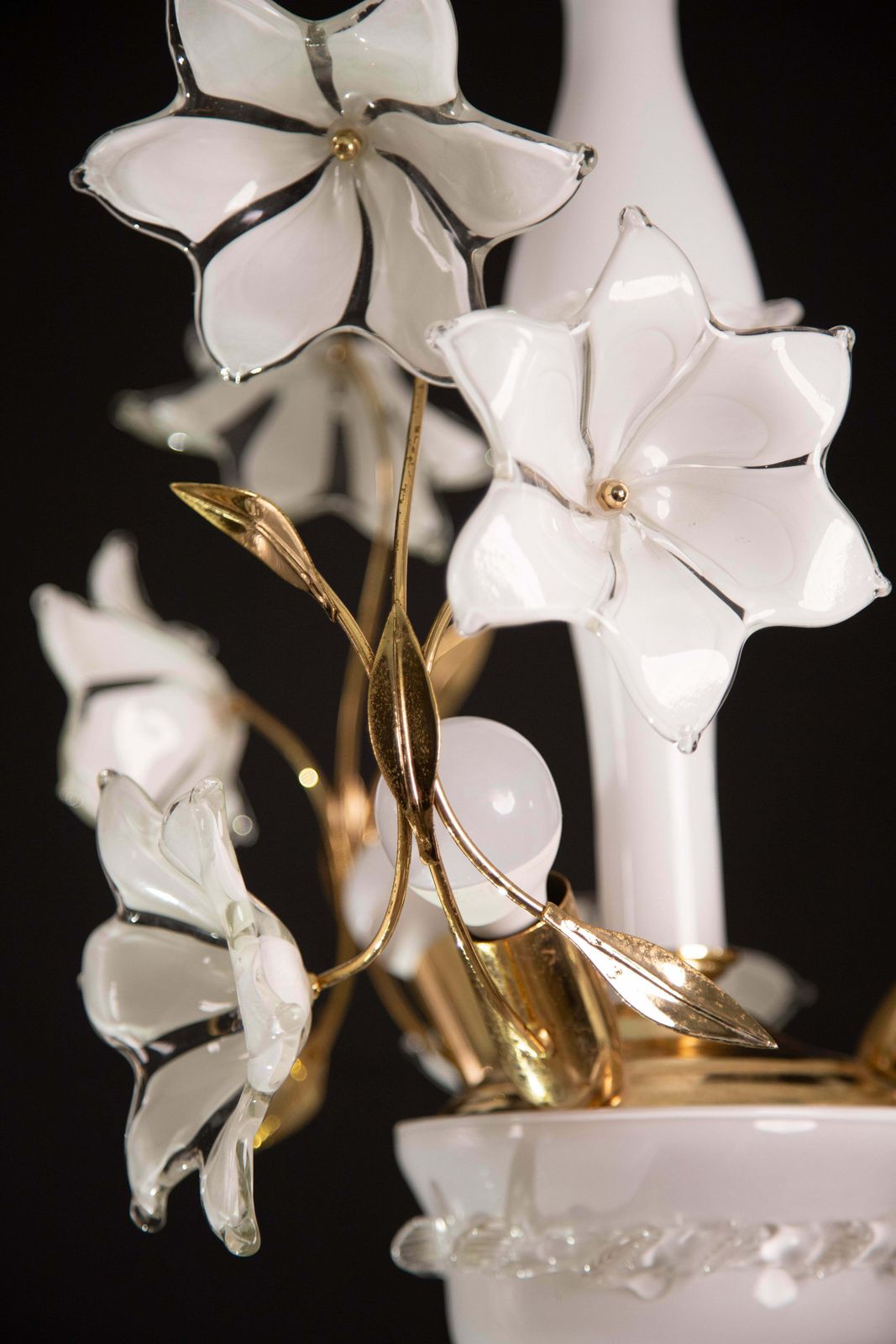 photo for sale Murano Vintage Chandelier White Flowers, 1970s