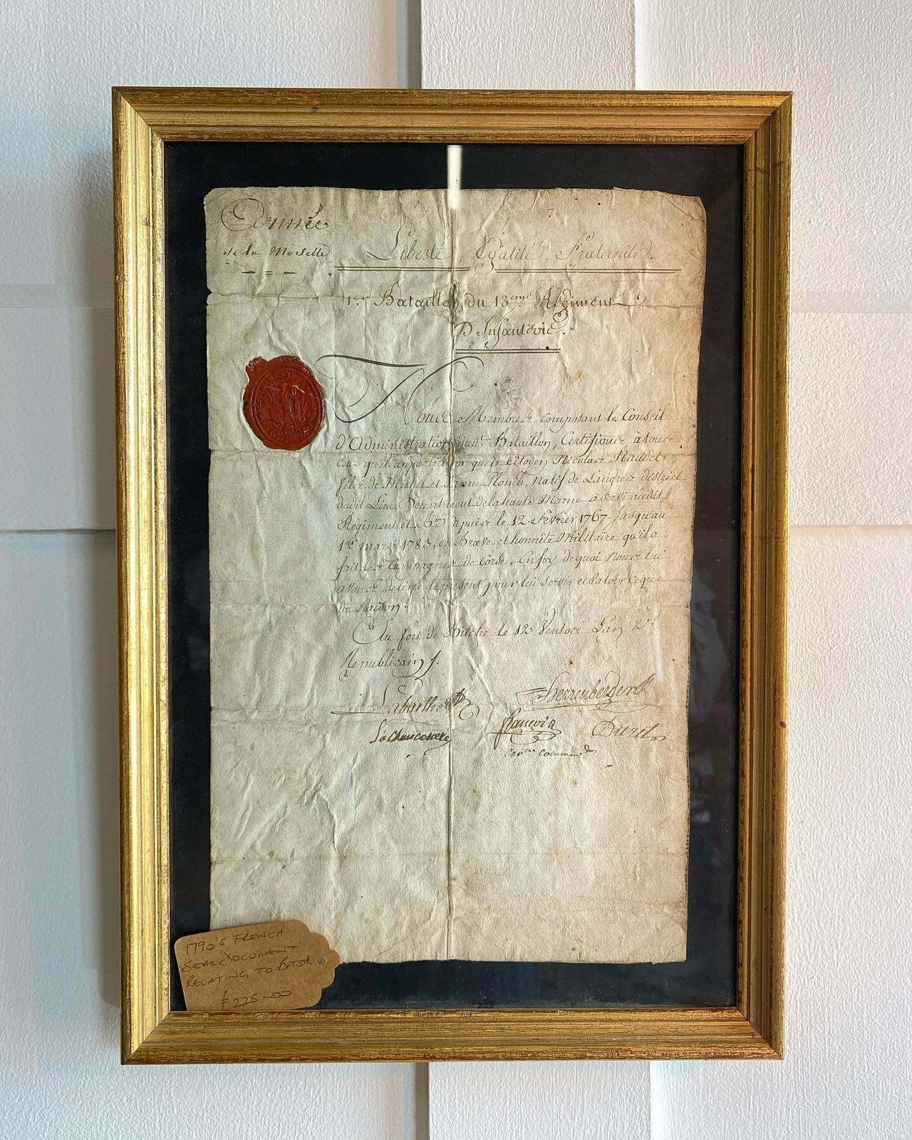 French Sealed Document From 1790’s Stamped And Certified